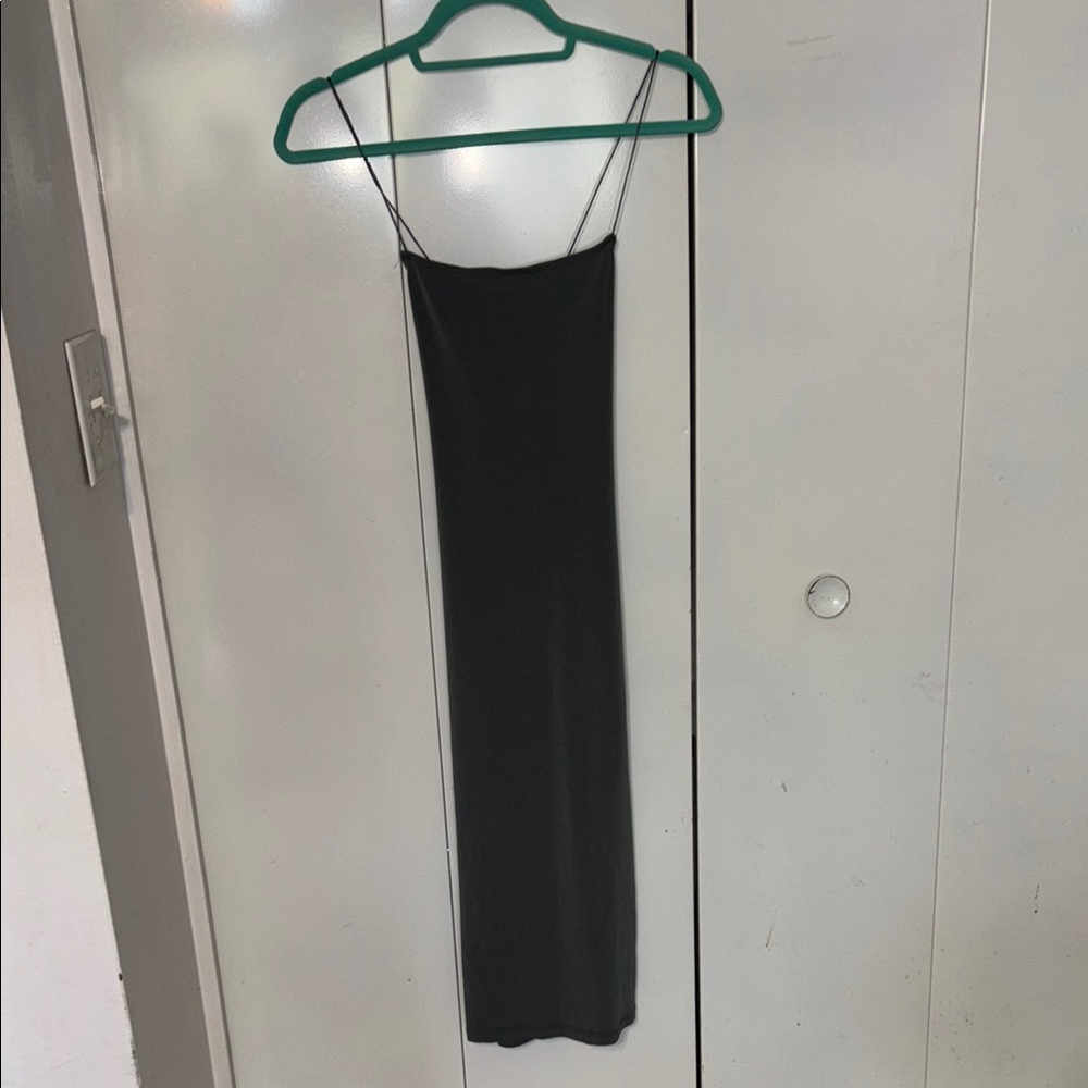 Elegant Sage Spaghetti Strap Dress